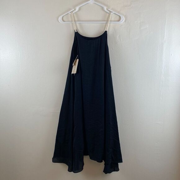 Anthropologie Moon River Sz L Dress NWT Crepe Coastal Mini Beach Vacation Black - Picture 8 of 11